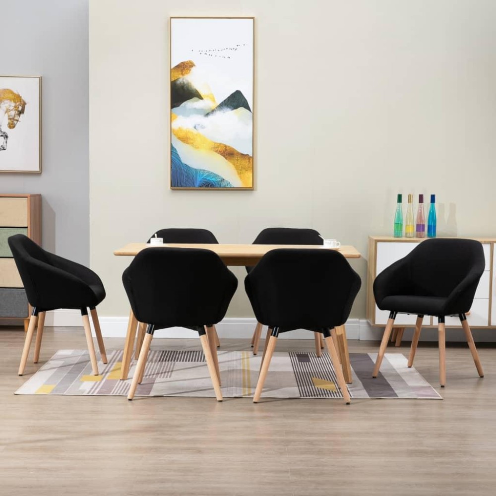 Vidaxl Dining Chairs 6 Pcs Black Fabric