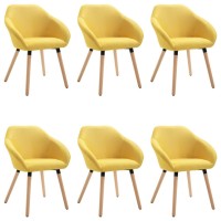 Vidaxl Dining Chairs 6 Pcs Yellow Fabric
