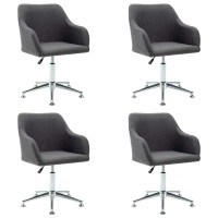 vidaXL Swivel Dining Chairs 4 pcs Dark Gray Fabric