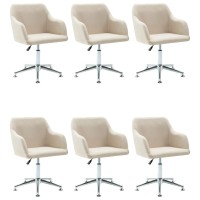 vidaXL Swivel Dining Chairs 6 pcs Cream Fabric