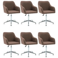 vidaXL Swivel Dining Chairs 6 pcs Brown Fabric