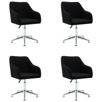 vidaXL Swivel Dining Chairs 4 pcs Black Fabric