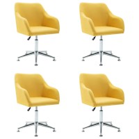 vidaXL Swivel Dining Chairs 4 pcs Yellow Fabric