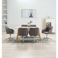 vidaXL Swivel Dining Chairs 6 pcs Taupe Fabric