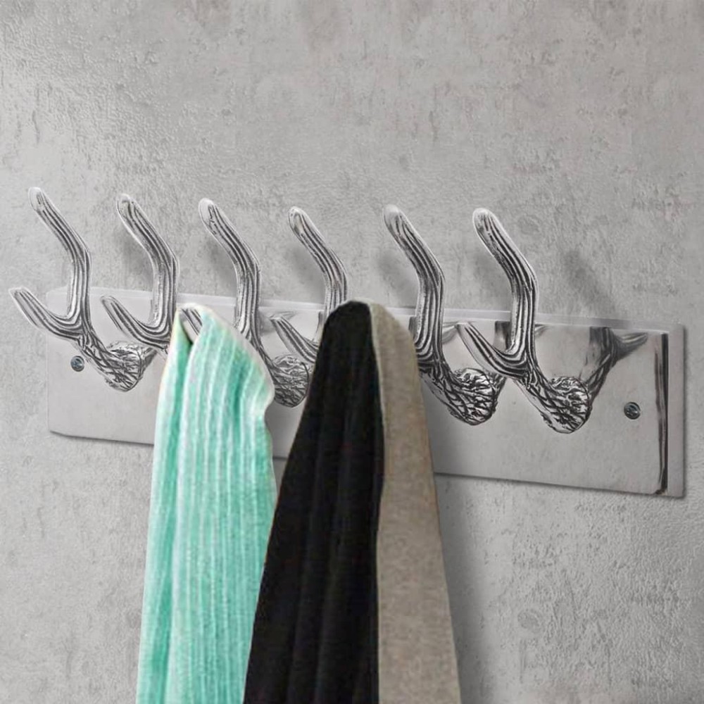 vidaXL Wardrobe Coat Hooks 2 pcs Silver Auminum