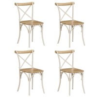 vidaXL Cross Chairs 4 pcs White Solid Mango Wood