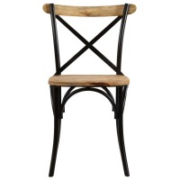 vidaXL Cross Chairs 6 pcs Black Solid Mango Wood