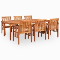 vidaXL 7 Piece Patio Dining Set with Cushions Solid Acacia Wood