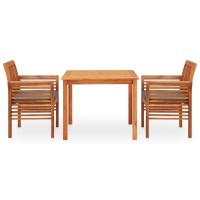 vidaXL 3 Piece Patio Dining Set with Cushions Solid Acacia Wood