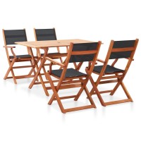 vidaXL 5 Piece Patio Dining Set Black Solid Wood Eucalyptus