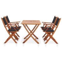 vidaXL 5 Piece Patio Dining Set Black Solid Wood Eucalyptus