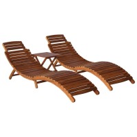 vidaXL 3 Piece Sunlounger with Tea Table Solid Acacia Wood