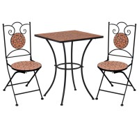 vidaXL 3 Piece Mosaic Bistro Set Ceramic Tile Terracotta