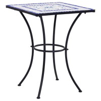 vidaXL 3 Piece Mosaic Bistro Set Ceramic Tile Blue and White