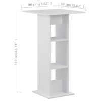 vidaXL Bar Table White 23.6