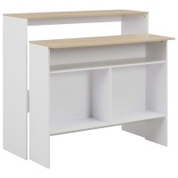 vidaXL Bar Table with 2 Table Tops White and Oak 51.2