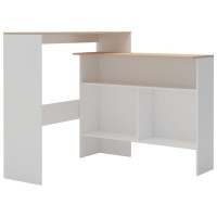 vidaXL Bar Table with 2 Table Tops White and Oak 51.2