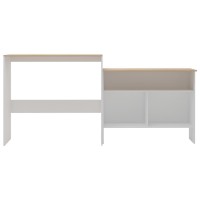 vidaXL Bar Table with 2 Table Tops White and Oak 51.2