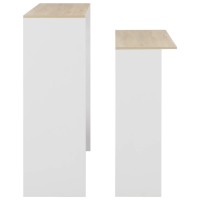 vidaXL Bar Table with 2 Table Tops White and Oak 51.2