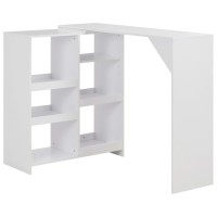 vidaXL Bar Table with Moveable Shelf White 54.3