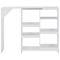 vidaXL Bar Table with Moveable Shelf White 54.3