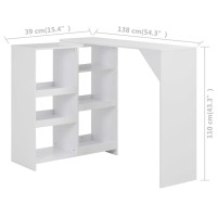 vidaXL Bar Table with Moveable Shelf White 54.3