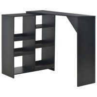 Vidaxl Bar Table With Moveable Shelf Black 54.3X15.4X43.3