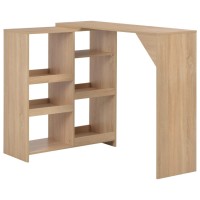 vidaXL Bar Table with Moveable Shelf Oak 54.3