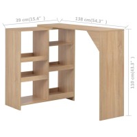 vidaXL Bar Table with Moveable Shelf Oak 54.3