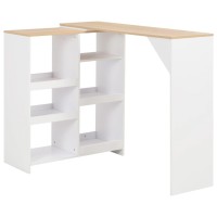 Vidaxl Bar Table With Moveable Shelf White 54.3X15.4X43.3