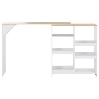 Vidaxl Bar Table With Moveable Shelf White 54.3X15.4X43.3