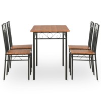 Vidaxl 5 Piece Dining Set Mdf And Steel Brown