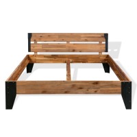 Vidaxl Bed Frame Solid Acacia Wood Steel 59.8X79.9