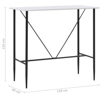 vidaXL Bar Table White 47.2