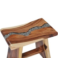 vidaXL Stool Solid Suar Wood and Polyresin