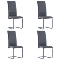 vidaXL Cantilever Dining Chairs 4 pcs Gray Faux Leather