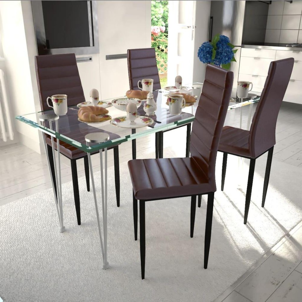 vidaXL Dining Chairs 4 pcs Brown Faux Leather