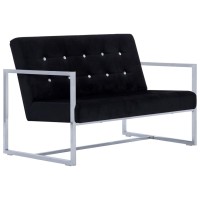 vidaXL 2-Seater Sofa with Armrests Black Chrome and Velvet