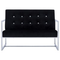 vidaXL 2-Seater Sofa with Armrests Black Chrome and Velvet