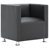 vidaXL Cube Armchair Gray Faux Leather