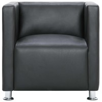 vidaXL Cube Armchair Gray Faux Leather