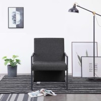 vidaXL Armchair with Chrome Feet Dark Gray Fabric