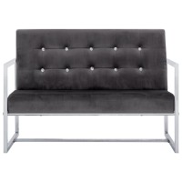 vidaXL 2-Seater Sofa with Armrests Dark Gray Chrome and Velvet