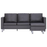 Vidaxl 3-Seater Sofa With Cushions Gray Faux Leather