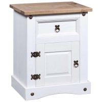 vidaXL Bedside Cabinet Mexican Pine Corona Range White 20.9