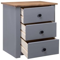 Vidaxl Bedside Cabinet Gray 18.1X15.7X22.4 Pinewood Panama Range