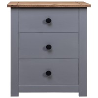 Vidaxl Bedside Cabinet Gray 18.1X15.7X22.4 Pinewood Panama Range