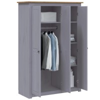 Vidaxl 3-Door Wardrobe Gray 46.5X19.7X67.5 Pine Panama Range