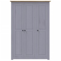 Vidaxl 3-Door Wardrobe Gray 46.5X19.7X67.5 Pine Panama Range