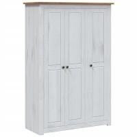 Vidaxl 3-Door Wardrobe White 46.5X19.7X67.5 Pine Panama Range
